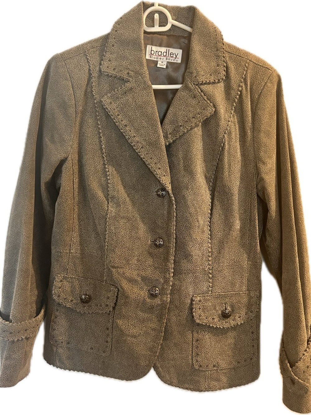Bradley Bayou Gray Genuine Leather Button-Front Women's Leather Jacket